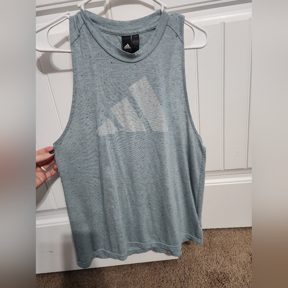 Adidas Light Gray/Blue Sleeveless Top